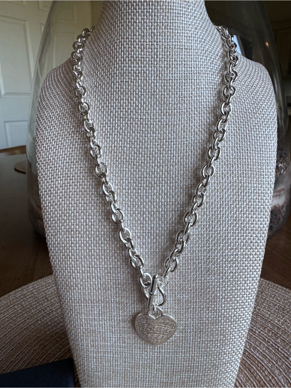 Italian 925 sterling silver heart toggle necklace new w tags 17” Giani Bernini